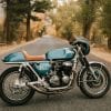 A green Honda CB750K cafe racer