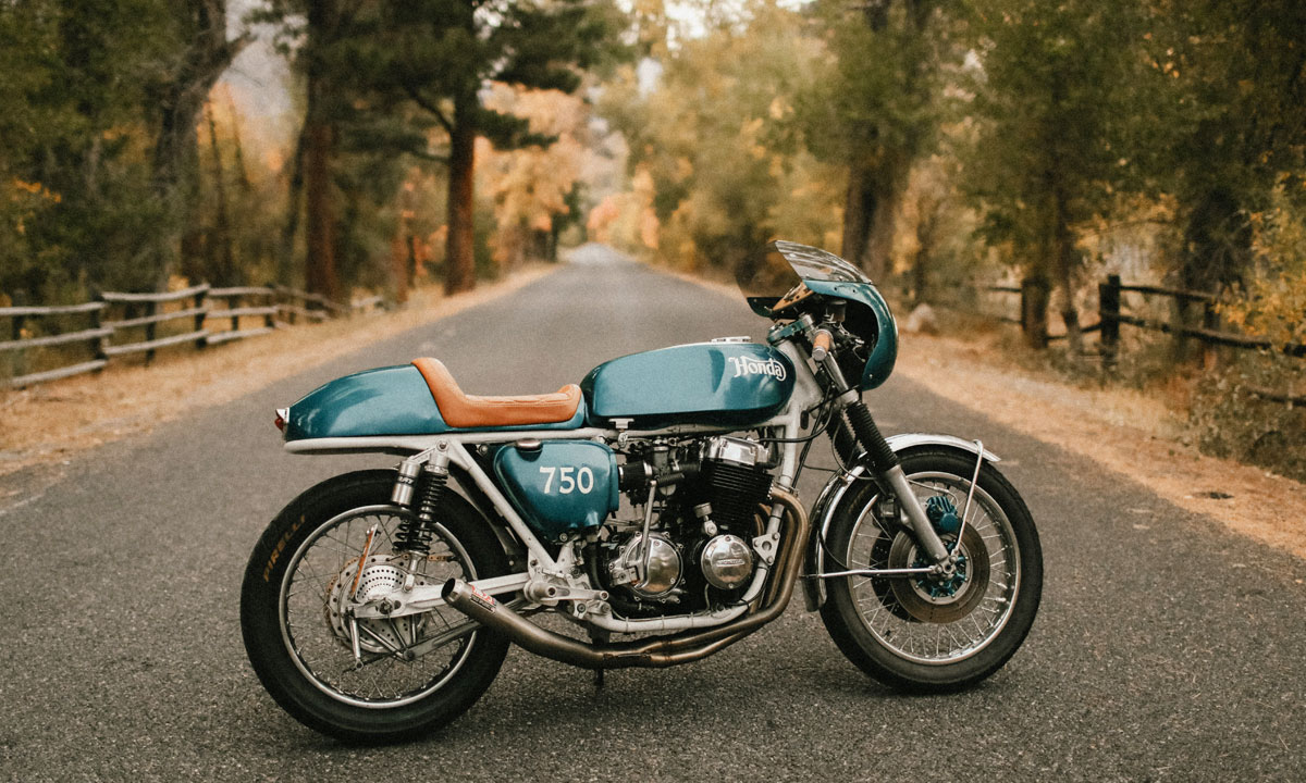 A green Honda CB750K cafe racer