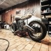 cafe racer in garage