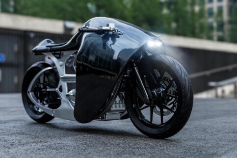 Bandit9 Supermarine Custom Racer motorcycle parked on city street