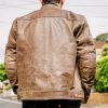 Rear view of the Black Pup Moto Nelson Leather Jacket