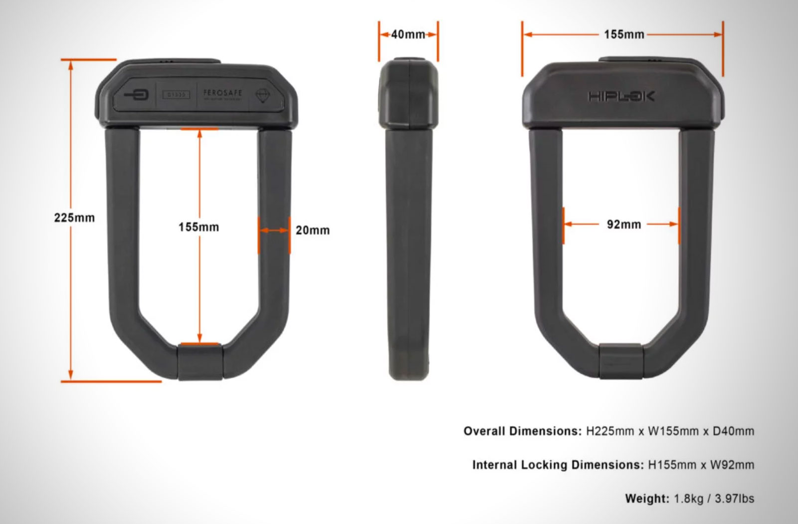 Hiplok grinder proof motorcycle lock