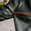 Black Pup Moto's new Rumbler Jacket on a rider - detail shot